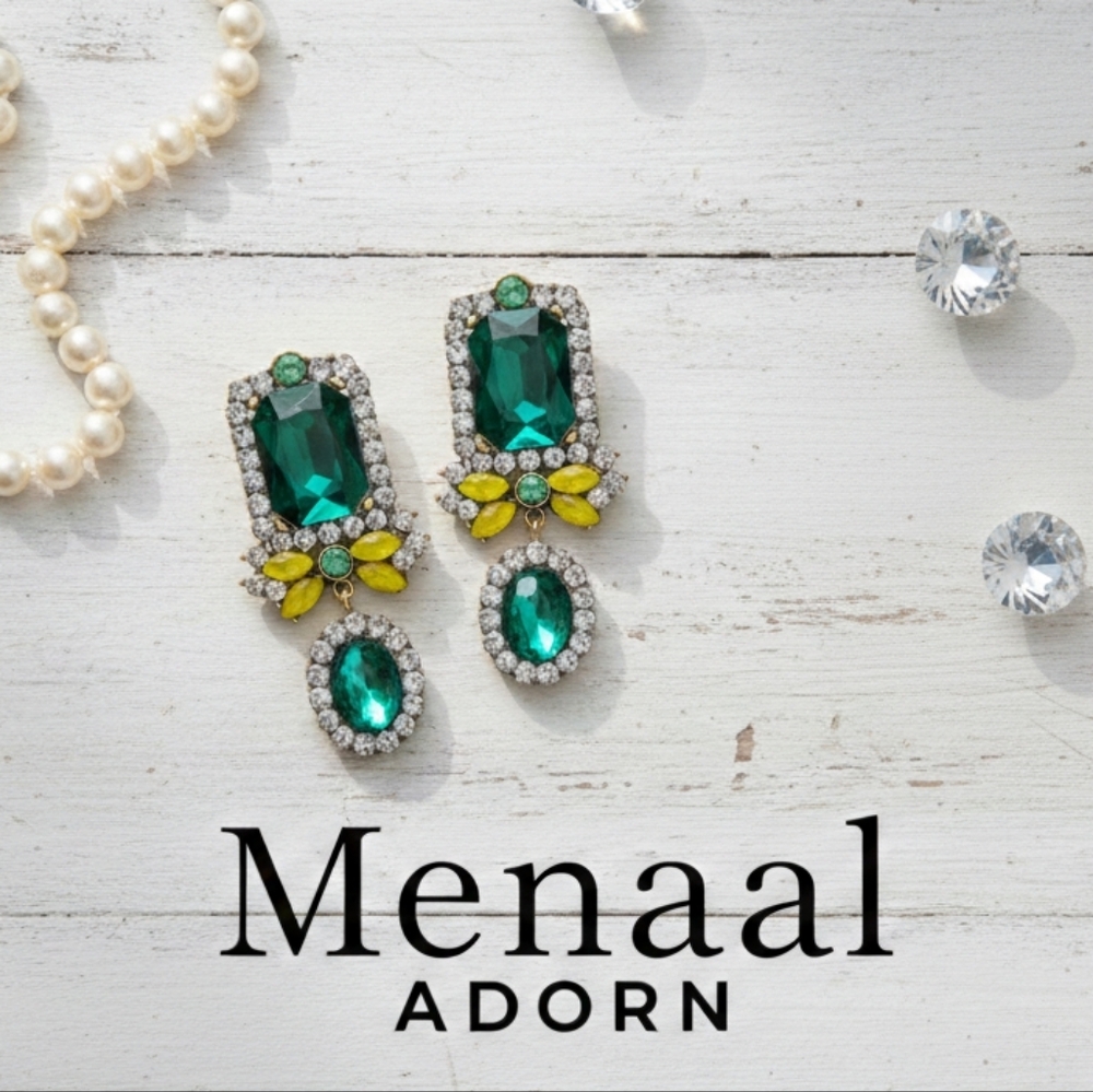Emerald Enigma | Fashion Dangle Statement Earrings